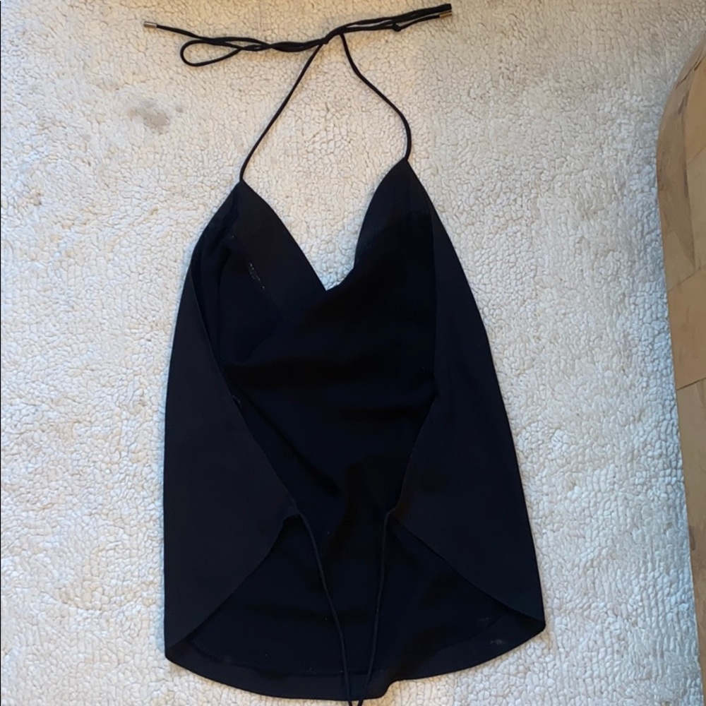 Open Back Black Halter Neck Blouse Top - Picture 2 of 3